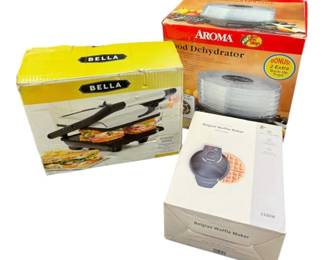 Aroma Dehydrator, Bella Panini Grill, Waffle Maker