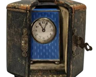  001 15 Jewel Lemania Watch Co. Miniature Carriage Clock w Tiffany Co. Box 