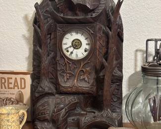 Stunning and complete unusual Antique Black Forest Clock