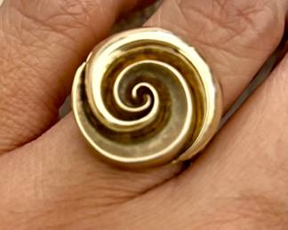 Gold Spiral gold toned over Sterling Silver Ring 