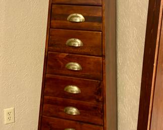 Wooden Pyramid Lingerie Chest with brass handles