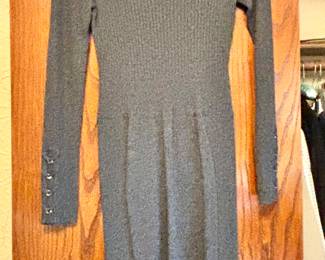 Cache grey ribbed knit dress