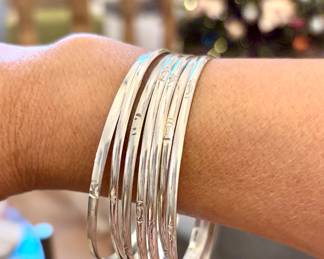 Sterling Silver Bangle Bracelet Set of 7