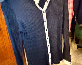 Equiline Navy blue textured polo shirt 