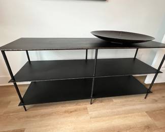 $300     Black rubbed edge console 60"W x 18"D x 28"H