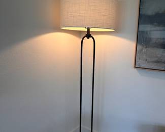 $320      "Living Room Floor Lamp
Arched Black Metal with Marble Cube and White Shade
20""W x 12""D x 66""H"		