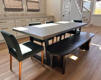 $360     Aged black acacia dining bench