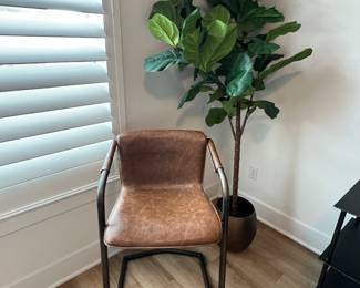 $120  each       "Faux Leather Counter Stool
Room: Kitchen
Faux leather upholstery with rubbed gold frame.
21""W x 21""D x 35""H"		