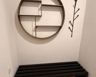 $80    Black iron bench      MOUNTED ITEMS NOT FOR SALE