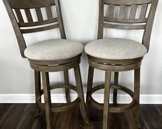 Swivel Upholstered Barstools Pair 