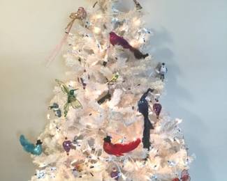 4 Foot White Wall Tree with Trimmings