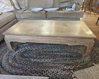 003	Rustic Carved Wood Distressed Finish Coffee Table	55"x28"x16"
