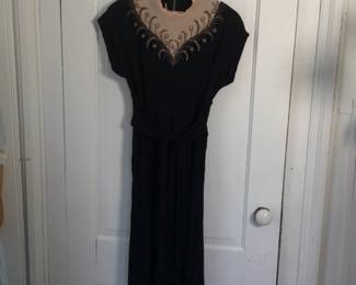 1930-1940s crepe dress with beadwork