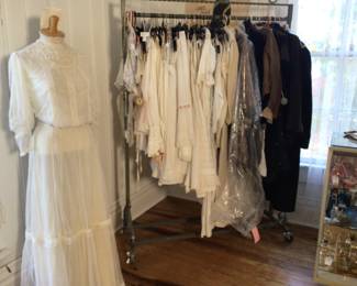 Antique Victorian and Edwardian clothing: corset covers, bloomers, step ins, nightgowns, petticoats, bodices, ball gown, jackets, etc 