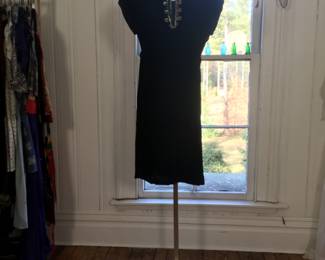 1930s-1940s velvet dress with sequins and original belt