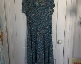 1950s sheer blue floral dress