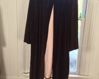 Stunning 1930-1940s 3/4 length brown velvet jacket with fabulous metal closure 