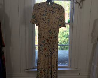 Vintage 1940s rayon dress with scatter abstract print