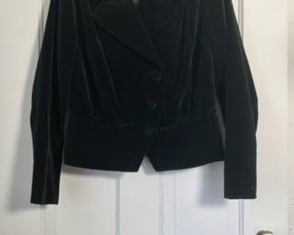 Lovely dark Hunter green 1940s velvet jacket with peplum