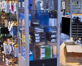 Lighted Glass Locking Display Cabinet With Drawers, Keys Included