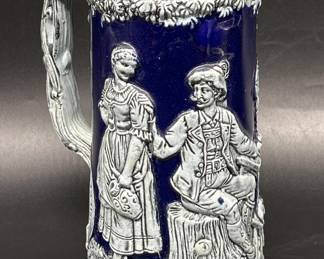 German Beer Stein w/ Raised Folk Life Image