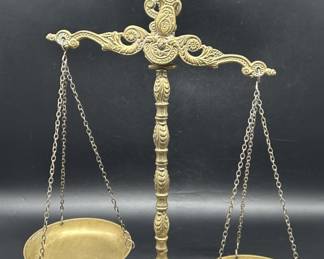 Vintage Ornate Gilt Brass Balance Scale