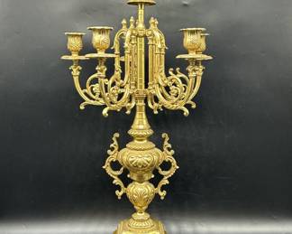 Antique Italian Baroque Gilt Brass Candelabra, 2/2