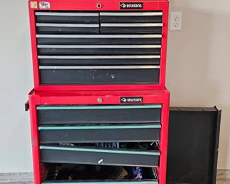 Red Husky Tool Chest on Casters Full of Tools