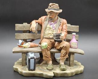 Vintage Royal Moridian Figurine of Hobo on Bench
