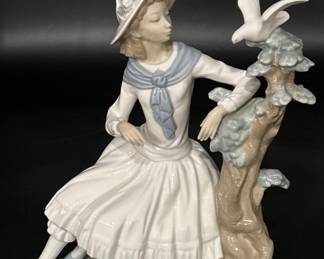 NAO by Lladro Girl with Dove Porcelain Figurine