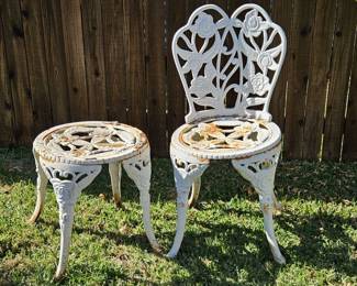 Outdoor Painted White Table & Chair Set, 3/3