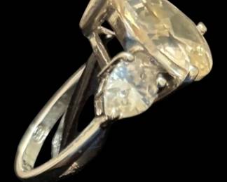 Sterling Silver Pear Cut Stone Ring