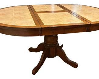 Tile Wood Table with Builtin Leaf
