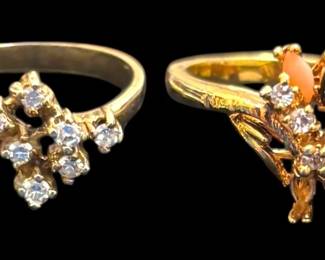 Gold Tone Cluster Theme Rings