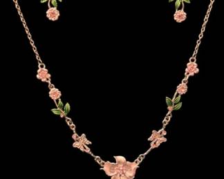 Pink Flower Jewelry Set