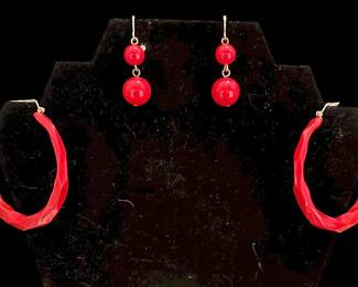 Red Fashion Dangle Hoop Earrings