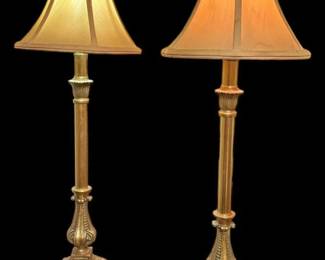 Pair of Gilded Footed Lamps