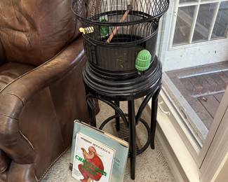 Antique bird cadge, art nouveau stool