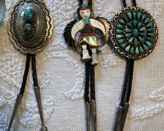 Sterling and turquoise bolos 
