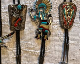 Sterling and turquoise bolos 