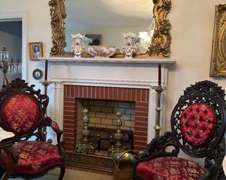 Gold leaf over mantle mirror 