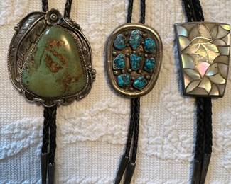 Sterling and turquoise bolos 
