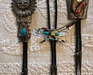 Sterling and turquoise bolos 