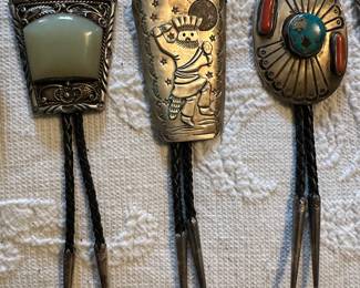 Sterling and turquoise bolos 