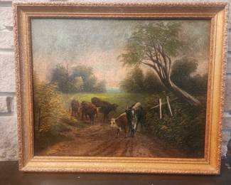 BEAUTIFUL OIL ON BOARD PASTORAL SCENE