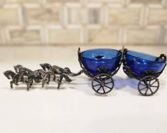 ANTIQUE COBALT AND SILVER SALT CELLAR
