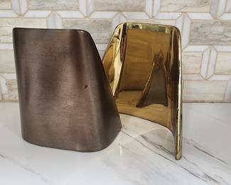 2 BEN SEIBLE BRASS MID CENTURY MODERNIST BOOKENDS
