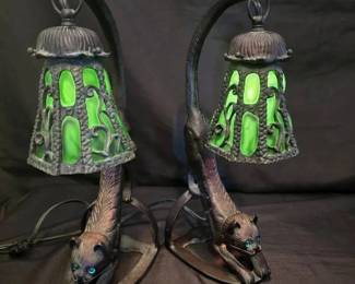 KO205VTiffany style cast metal cat lamps