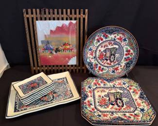 KO134Vintage Japanese Imari Porcelain Serving Platters 