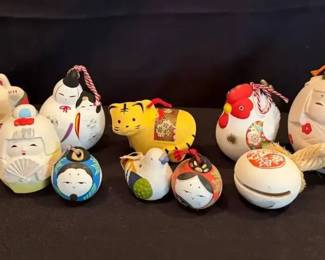 KO171Vintage Japanese Clay Bells 